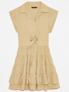 DéLUC Tiered Shirt Dress in Sand